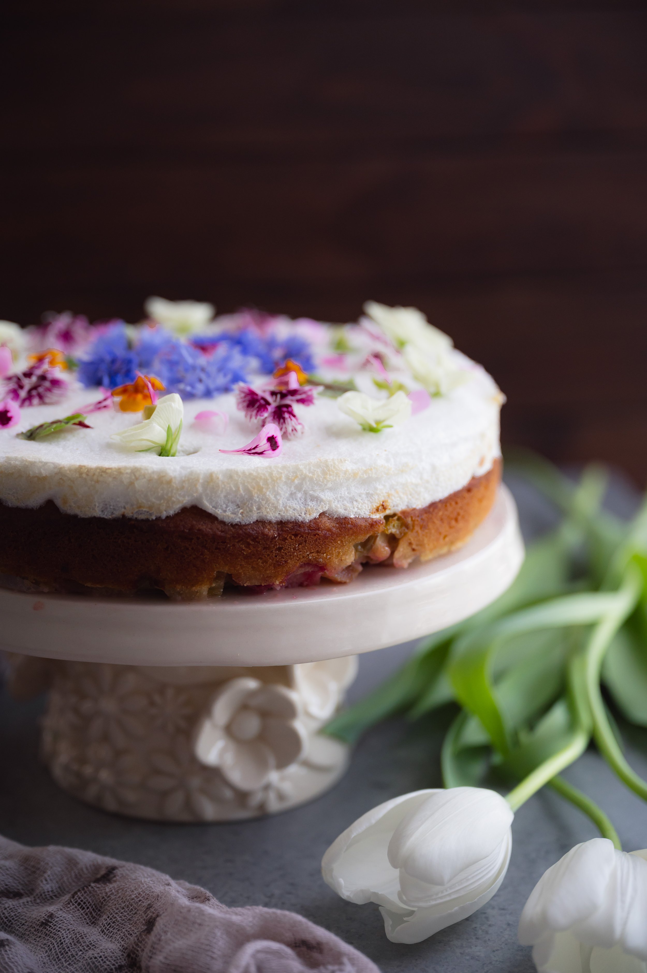 Rhubarb Meringue Cake